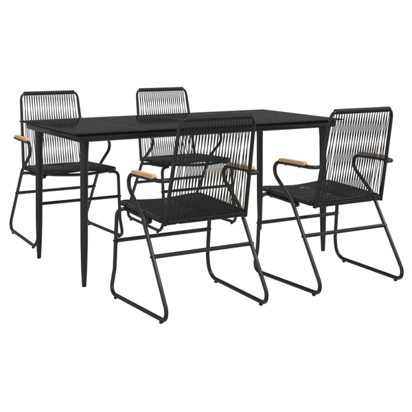 5-tlg. Garten-Essgruppe Schwarz PVC Rattan