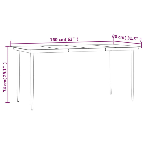 5-tlg. Garten-Essgruppe Schwarz PVC Rattan