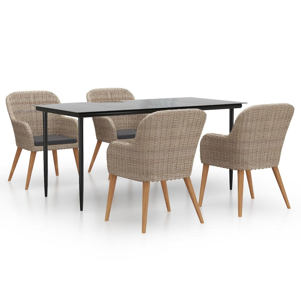 vidaXL Ensemble de salle à manger de jardin 5 pièces avec coussins Marron