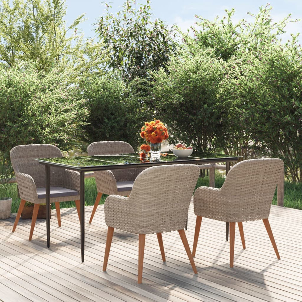 vidaXL Ensemble de salle à manger de jardin 5 pièces avec coussins Marron