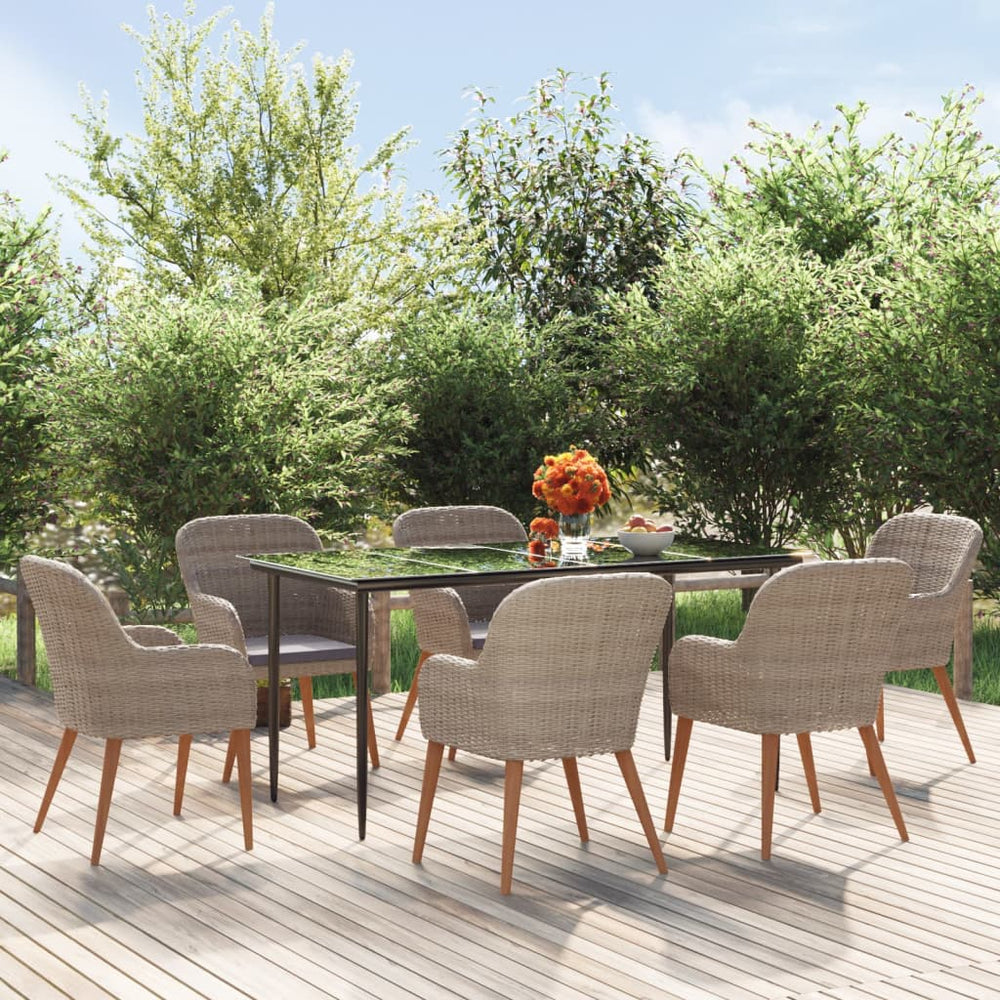 vidaXL Ensemble de salle à manger de jardin 7 pcs avec coussins Marron