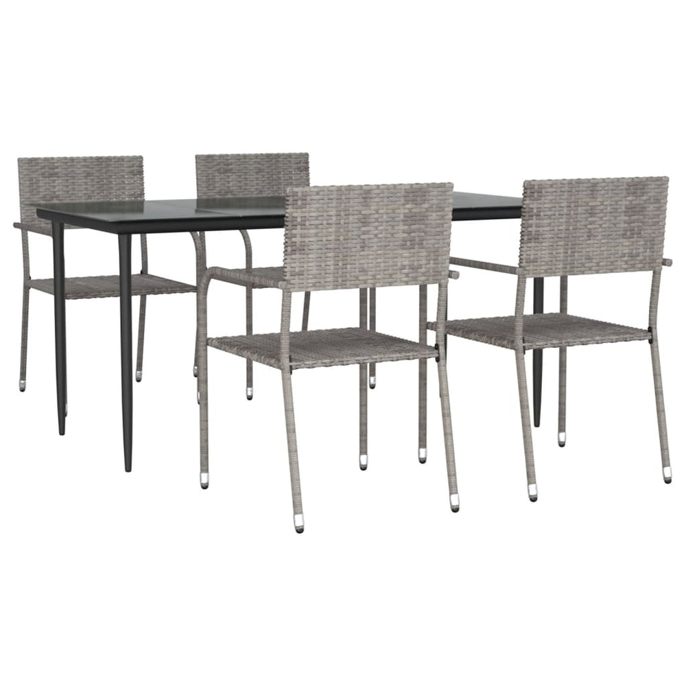 5-tlg. Garten-Essgruppe Grau Poly Rattan