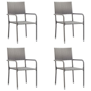 5-tlg. Garten-Essgruppe Grau Poly Rattan