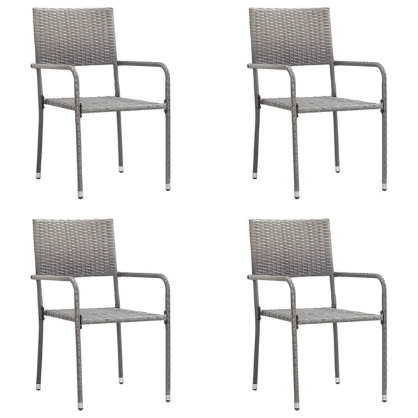 5-tlg. Garten-Essgruppe Grau Poly Rattan
