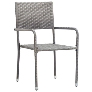 5-tlg. Garten-Essgruppe Grau Poly Rattan