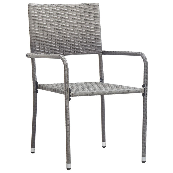 5-tlg. Garten-Essgruppe Grau Poly Rattan