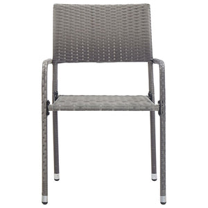 5-tlg. Garten-Essgruppe Grau Poly Rattan