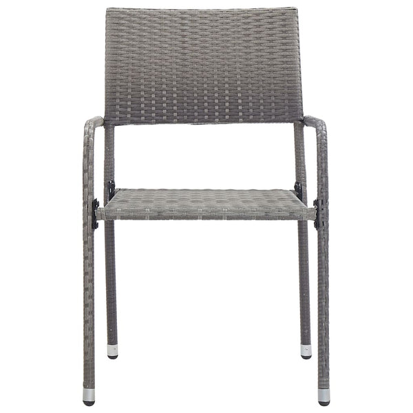 5-tlg. Garten-Essgruppe Grau Poly Rattan