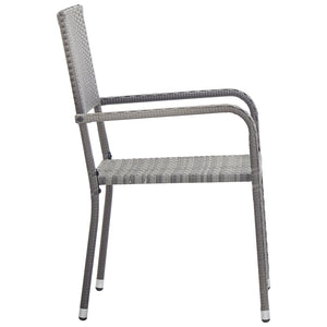 5-tlg. Garten-Essgruppe Grau Poly Rattan