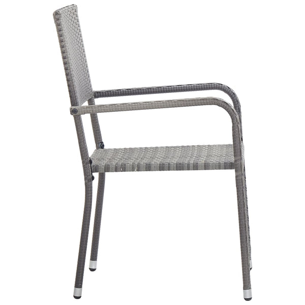 5-tlg. Garten-Essgruppe Grau Poly Rattan