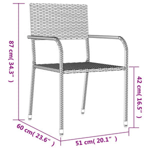 5-tlg. Garten-Essgruppe Grau Poly Rattan