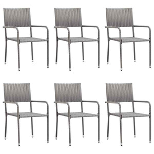 7-tlg. Garten-Essgruppe Grau Poly Rattan