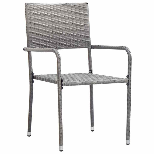 7-tlg. Garten-Essgruppe Grau Poly Rattan