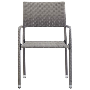7-tlg. Garten-Essgruppe Grau Poly Rattan