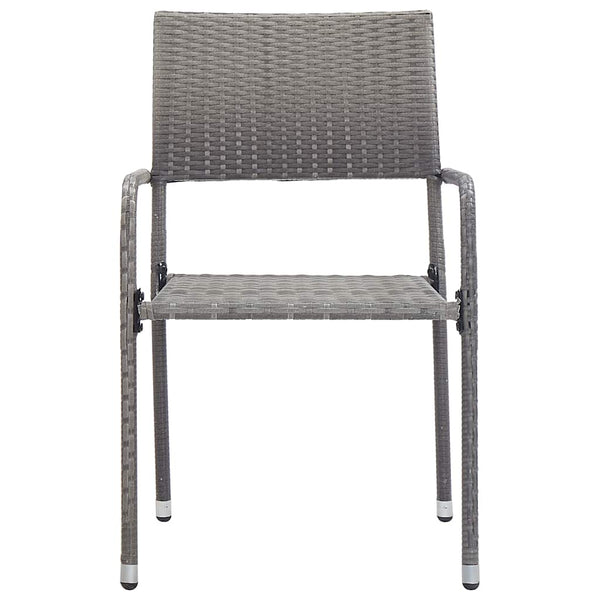 7-tlg. Garten-Essgruppe Grau Poly Rattan
