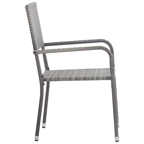 7-tlg. Garten-Essgruppe Grau Poly Rattan
