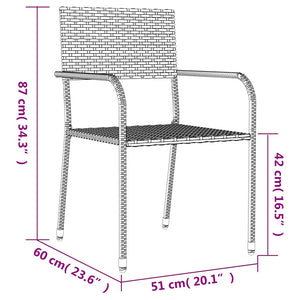 7-tlg. Garten-Essgruppe Grau Poly Rattan