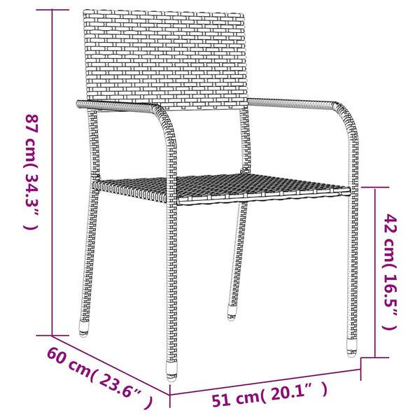 7-tlg. Garten-Essgruppe Grau Poly Rattan