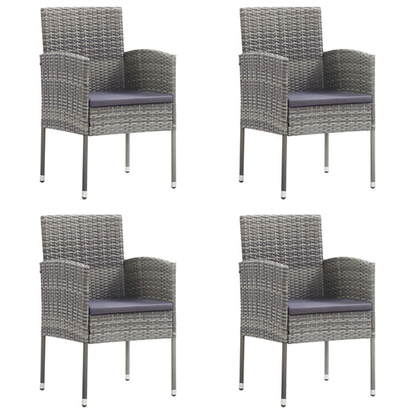 5-tlg. Garten-Essgruppe mit Kissen Anthrazit Poly Rattan