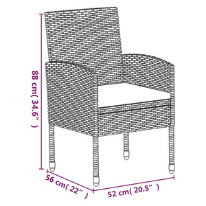 5-tlg. Garten-Essgruppe mit Kissen Anthrazit Poly Rattan
