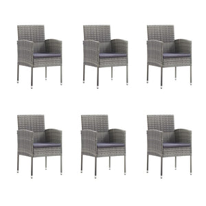 7-tlg. Garten-Essgruppe mit Kissen Anthrazit Poly Rattan