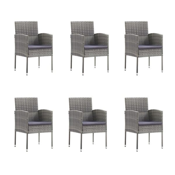 7-tlg. Garten-Essgruppe mit Kissen Anthrazit Poly Rattan