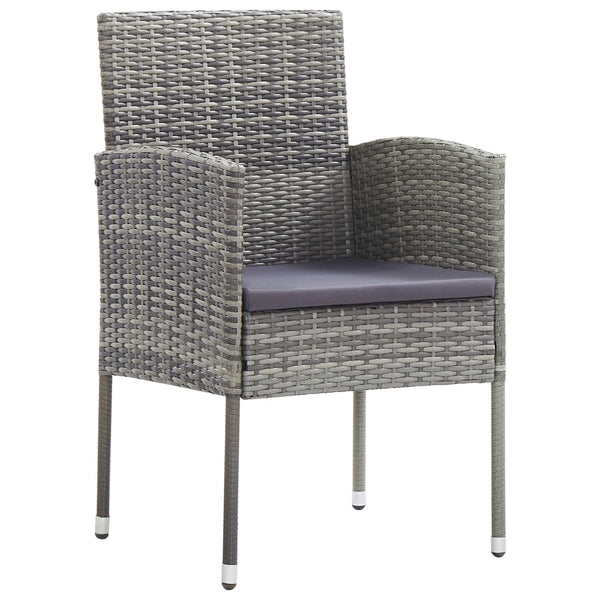 7-tlg. Garten-Essgruppe mit Kissen Anthrazit Poly Rattan