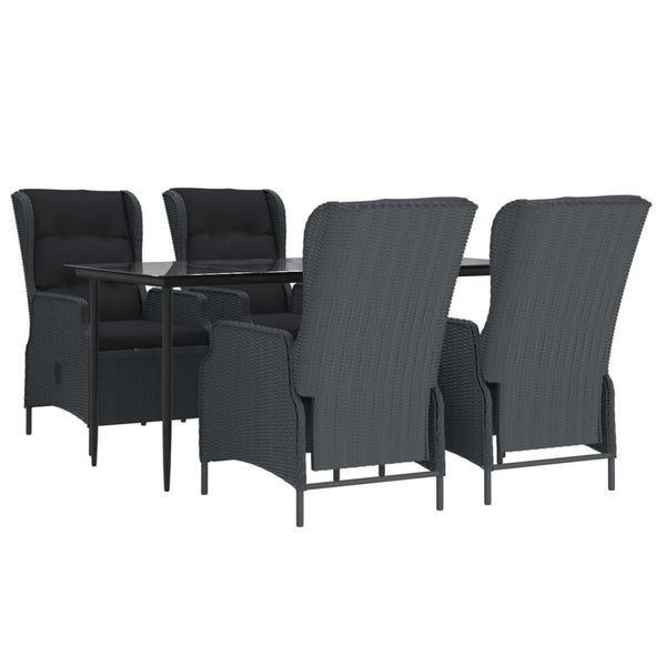 5-tlg. Garten-Essgruppe Dunkelgrau Poly Rattan
