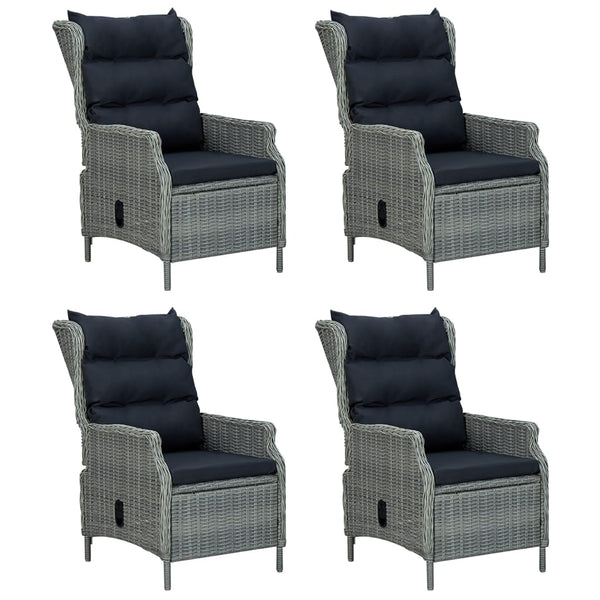 5-tlg. Garten-Essgruppe Hellgrau Poly Rattan