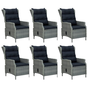 7-tlg. Garten-Essgruppe Hellgrau Poly Rattan