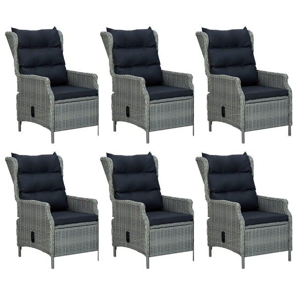 7-tlg. Garten-Essgruppe Hellgrau Poly Rattan