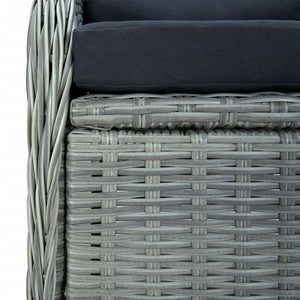 7-tlg. Garten-Essgruppe Hellgrau Poly Rattan