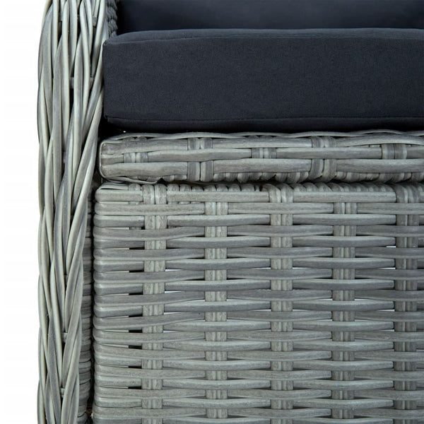 7-tlg. Garten-Essgruppe Hellgrau Poly Rattan