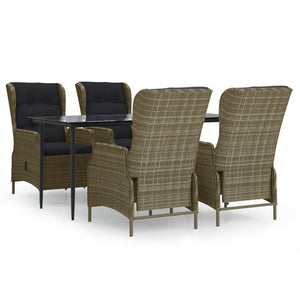 5-tlg. Garten-Essgruppe Braun Poly Rattan