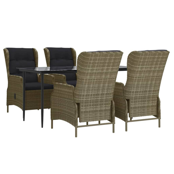 5-tlg. Garten-Essgruppe Braun Poly Rattan