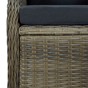 5-tlg. Garten-Essgruppe Braun Poly Rattan