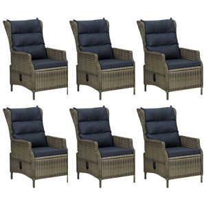 7-tlg. Garten-Essgruppe Braun Poly Rattan