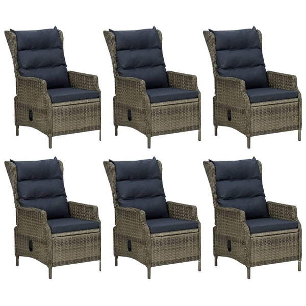 7-tlg. Garten-Essgruppe Braun Poly Rattan