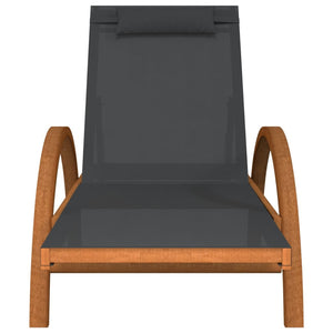 vidaXL Chaise longue avec coussin Gris Textilène et Bois massif de peuplier