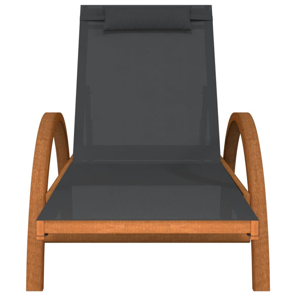 vidaXL Chaise longue avec coussin Gris Textilène et Bois massif de peuplier