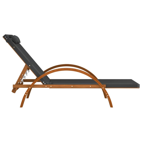 vidaXL Chaise longue avec coussin Gris Textilène et Bois massif de peuplier
