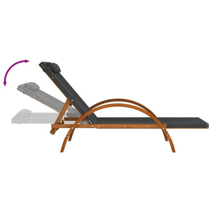 vidaXL Chaise longue avec coussin Gris Textilène et Bois massif de peuplier