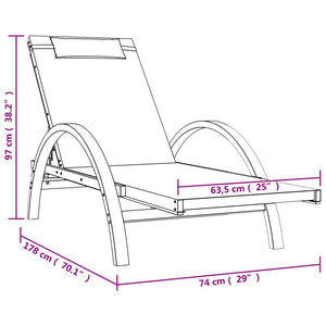 vidaXL Chaise longue avec coussin Gris Textilène et Bois massif de peuplier