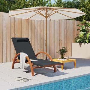 vidaXL Chaise longue avec coussin Gris Textilène et Bois massif de peuplier