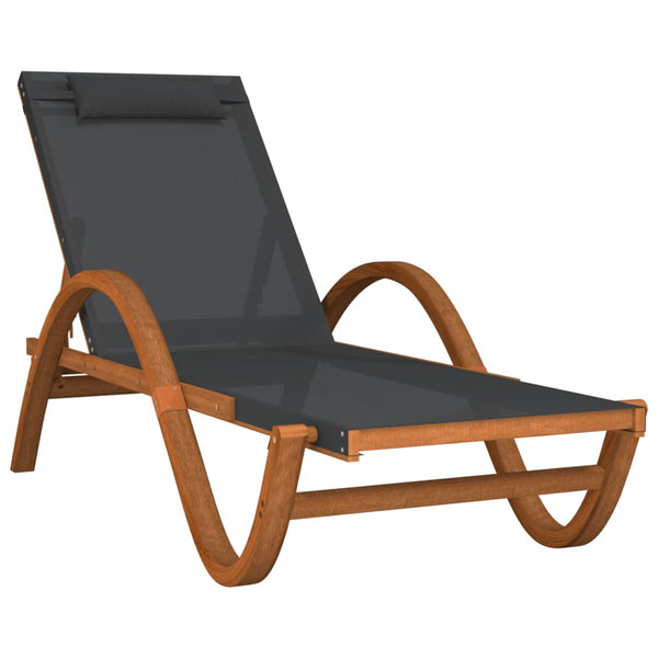 vidaXL Chaise longue avec coussin Gris Textilène et Bois massif de peuplier