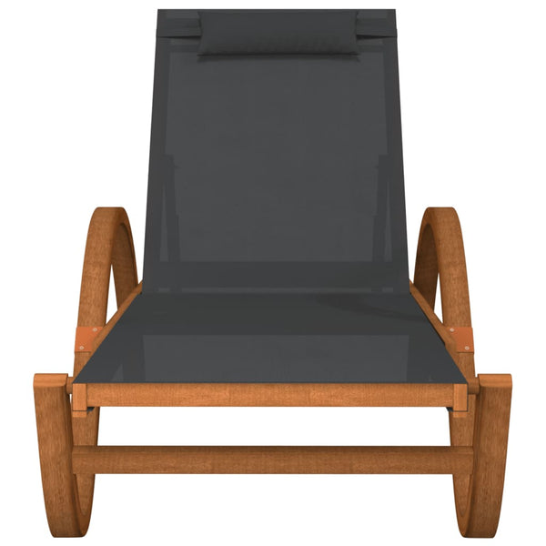 vidaXL Chaise longue avec coussin Gris Textilène et Bois massif de peuplier