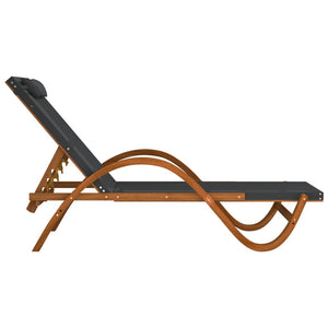 vidaXL Chaise longue avec coussin Gris Textilène et Bois massif de peuplier