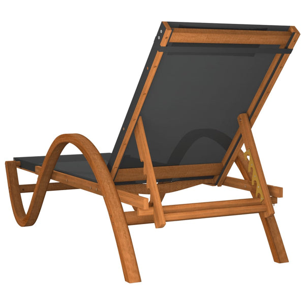 vidaXL Chaise longue avec coussin Gris Textilène et Bois massif de peuplier