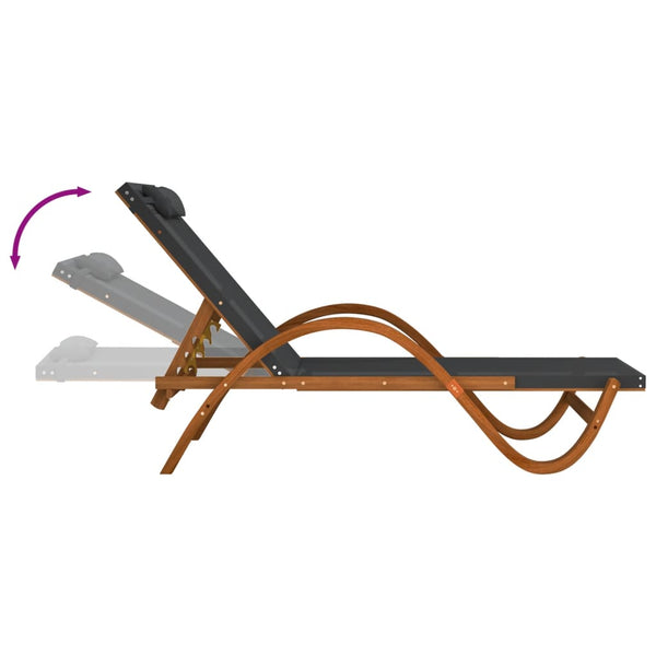 vidaXL Chaise longue avec coussin Gris Textilène et Bois massif de peuplier