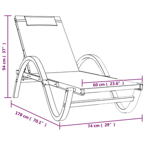 vidaXL Chaise longue avec coussin Gris Textilène et Bois massif de peuplier